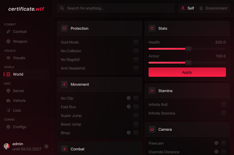 Menu GUI